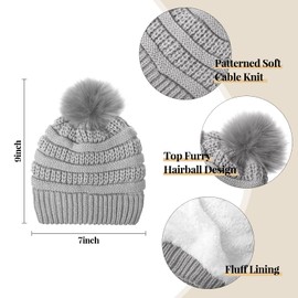 2 Sets Toddler Hats and Gloves Fleece Lined Beanie Babies Girl Toddler Beanie Boy Hat with Winter Warm Mittens Thick (Gray and Black,1-3 Years)