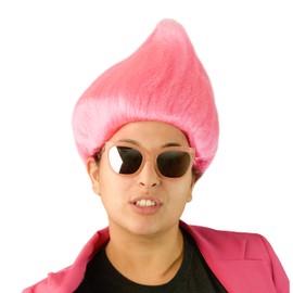 Pink Troll Wig - Adjustable Troll Doll Wig Suitable For All Ages - Stylable Wig - Troll Inspired For Retro Or Modern Costumes