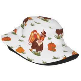 Cute Thanksgiving Turkey Bucket Hat for Men Women Teens Vintage Unisex Travel Beach Sun Hats Packable Summer Fisherman Hat