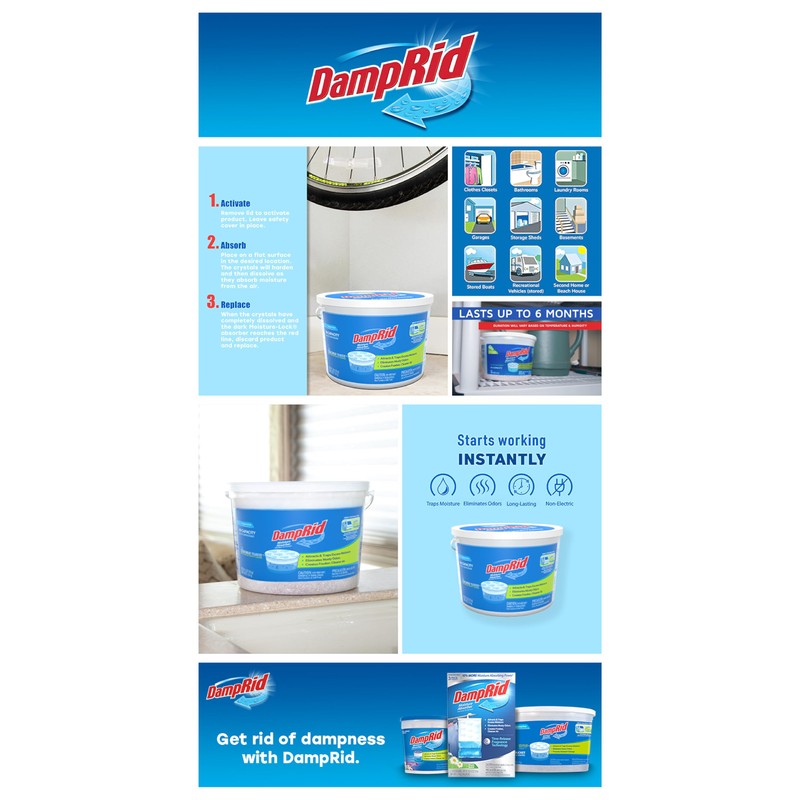 DampRid Moisture Absorber Hi-Capacity Bucket, 4 lb., Fragrance Free, For