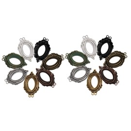jojofuny 2sets Alloy Pendant Bezel Charms for DIY Jewelry Making Vintage Photo Tray Findings Antique Bright Retro for Necklaces and Bracelets 21pcs*2