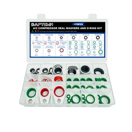 Daptemn 175 PCS A/C Compressor System Seal Washers Kit, 12 Size Air Conditioning Gasket and 18 Size Car AC O Rings, Universal Vehicle Repairs Automotive Self-Centered Washer
