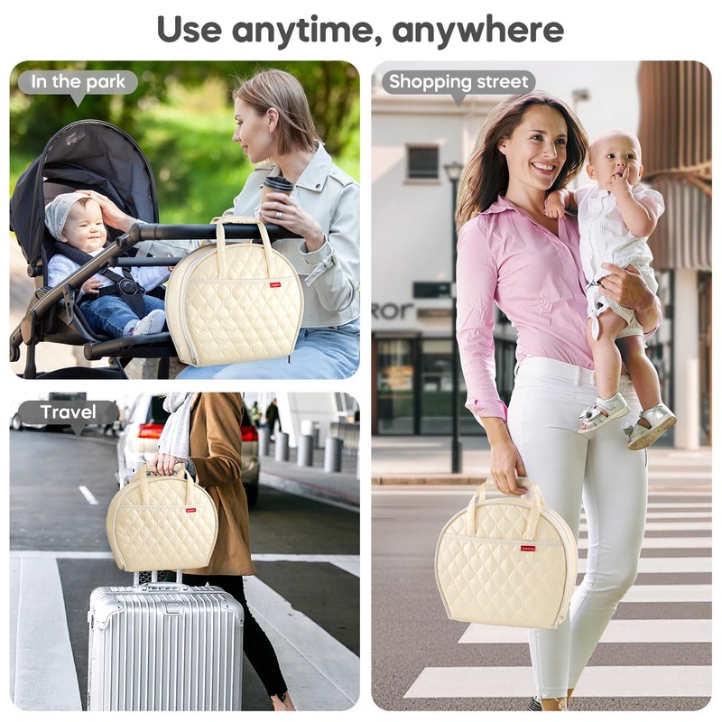 Amenpoki Portable Waterproof Leather Diaper Changing Pad Compact for Travel