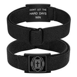 Jesvo Football Cross Bracelet for Men Boys, Christian Football Accessories Baptism Jewelry Christmas Valentine Gifts Stocking Stuffers Teen Teenage Kids Boys Age Bible Verse Don't Let the Hard Days Win