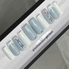 Handmade CUSTOM Gel press On Nails, BLUE GREY BLING ,