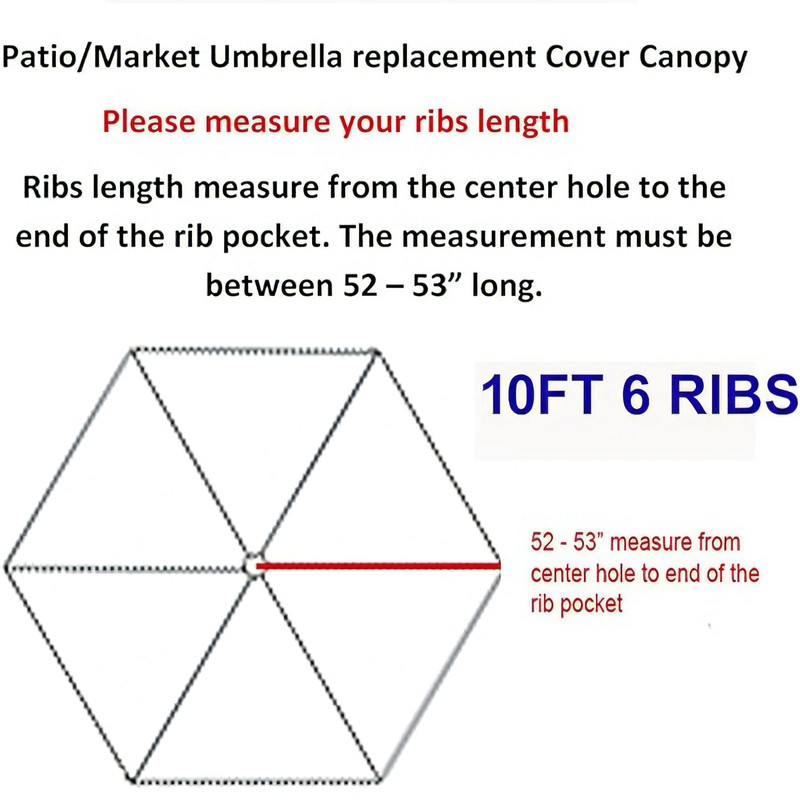 GLDDFDG 9Ft 6 Ribs Patio Umbrella Replacement Canopy (Canopy only),