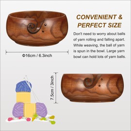 PATIKIL Yarn Bowl Knitting Crochet Button Holder Bowls Crochet Cute Wooden Funny Storage Wool Hand Decorations for Ball Fun Gifts Knitted Large 6.3 x 3 Inches