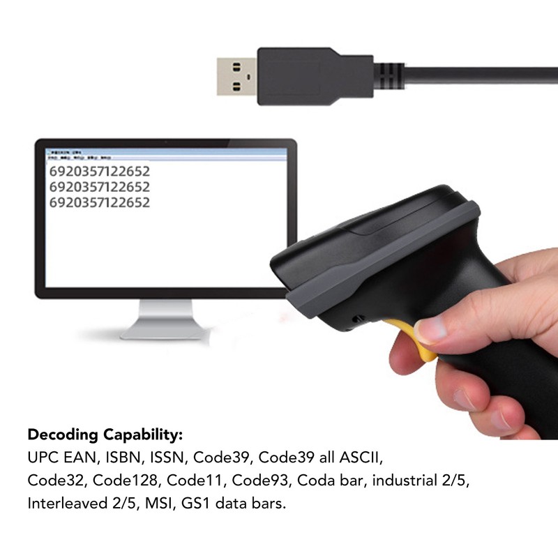 Barcode Scanner 2.4G Wireless 1D Bar Code Reader Tool with