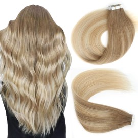 Lovrio Hair Extensions for Women Tape in Hair Extensions Human Hair Extensions Ponytail Extension Human Hair Blonde Hair Extensions Hair Extensions for Women Real Human Hair B8-18-60 22inch 20Pcs 50 G