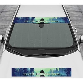 Bigfoot Research Team Vinyl Windshield Sun Visor Strip Banner Sasquatch Mountain Fits Car Truck or SUV Compatible with for Jeep Silverado Sierra GMC Ford Trucks Cars SUV's Style #B
