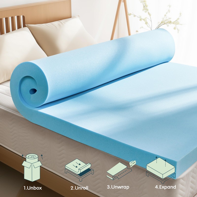 CHUN YI Memory Foam Mattress Topper, Gel Infused Bed Topper