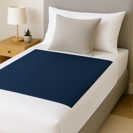 2 x Easy Care Solutions Washable Bed Pad Protector with Tucks/Flaps | 85 cm x 90 cm | 3L Absorbency | Reusable Incontinence Underpad for Adults, Children & Pets | Absorbent Bed Pad | Navy Blue