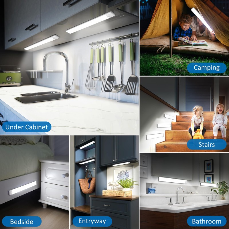 YLXS 70-LED Motion Sensor Under Cabinet Lighting, 15.9-inch Magnetic Rechargeable