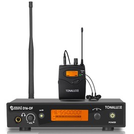 TONALUXE Wireless in Ear Monitor System, PRO UHF IEM System Mono with Metal Rack Mountable Transmitter, 1 Bodypack Receiver with Earphone, 100 Adjustable Frequencies, 262ft Operation for Singers Bands