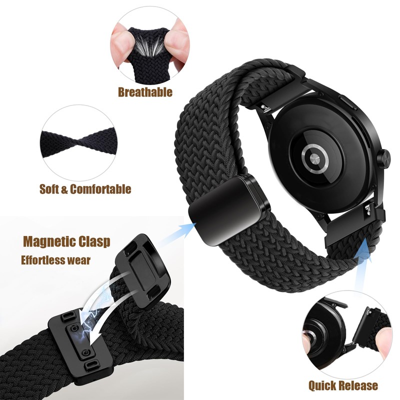 LeyuBand 2 Pack 18mm Nylon Magnetic Bands Compatible with GarminG