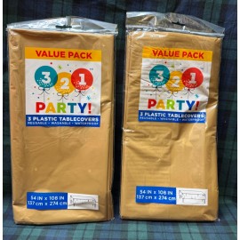 321 Party! 2 - 321 Party! Plastic Tablecover 54" x 108" Gold 3 Pack