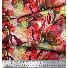 Soimoi Cotton Canvas Fabric Floral & Texture Print Fabric by The metre 42 Inch Wide
