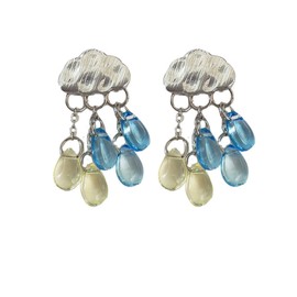 Wendalern Resin Tear Beads Dangle Earrings Cloud Raindrop Tassel Earrings Silver Cloud Stud Earrings Tear Fringe Chandelier Earrings Cute Weather Cloud Rain Earrings Jewellery for Women, Zinc, No