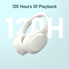 Active Noise Cancelling Headphones for Adults, 120H Playtime Over Ear Headphones Bluetooth Wireless with Mic, Foldable Bluetooth Headphones with Deep Bass, Fast Charging for Home Travel Office