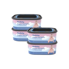 Jumbo Square Bags Refill Compatible with Genie Diaper Compact, Select Pails (Not Fit Classic), Max Order Control, Disposal Bag Refills with Continuous Film, Holds Up to 810 Newborn Diapers, 4 Pack