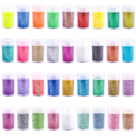Extra Fine Glitter, Set of 36 Colours Nail Arts Cosmetic Glitter, Resin Crafts Loose Glitter Powder Shaker for Face Body Hair Eye Lip Gloss Makeup, Slime and Tumbler Making