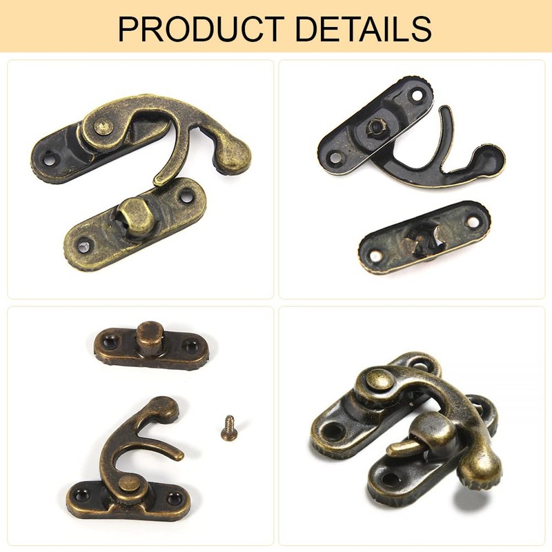 Antique Vintage Quick Release Locking Hooks, Pack of 2 Small