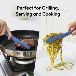 carrotez Silicone Tongs for Cooking, Anti-Slip,Non-Scratch Kitchen Tongs 9.5 inch Silicone Tongs 1Pack - Blue