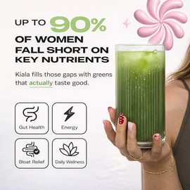 Kiala Nutrition Super Greens, polvo de verduras orgánicas con espirulina y clorella para la digestión, la salud intestinal, la inmunidad y la energía. Sin gluten, vegano y sin azúcar. Spectra Bl.