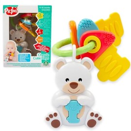 Primì - Newborn Baby Teething Key Rattle with Music Bear Keyring Games for Kids and Toddlers with Melody 6 Months