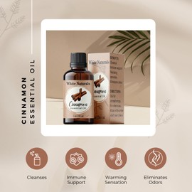 Cinnamon Essential Oil, 100% Pure | Natural Aromatherapy Oil for Diffuser/Humidifier, Steam Distilled