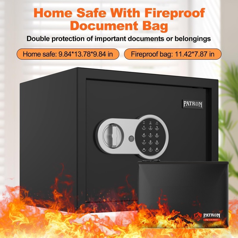 [ 1.2 Cu.ft. ]PATRON Fireproof Safe for Home,Digital Security Home