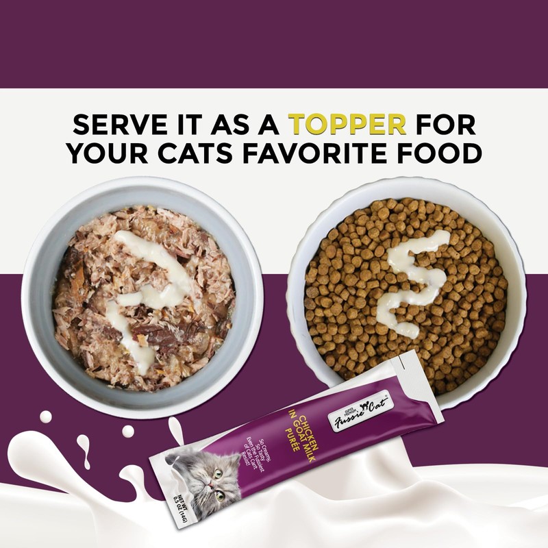 Fussie Cat Super Premium Chicken in Goat Milk Puree, lickable