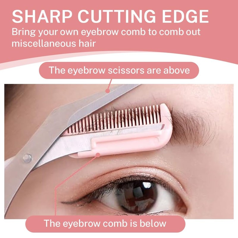XENQITO Pack of 3 Eyebrow Scissors, Eyebrow Scissors with Comb,