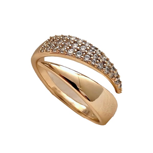 WANGSONGXUE Stackable Adjustable Cubic Zirconia Wedding Ring - Non-Tarnish Gold