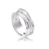 MATERIA Ladies Wide Band Ring 925 Sterling Silver Rhodium-Plated Woven