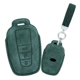 ontto Car Key Fob Cover Keyring Fit for Toyota RAV4 Camry CHR Corolla Avalon Land Cruiser Prado Prius 2017-2022 keyless Entry Smart Key Case Leather Key Holder Bag Shell Keychain Accessories Green