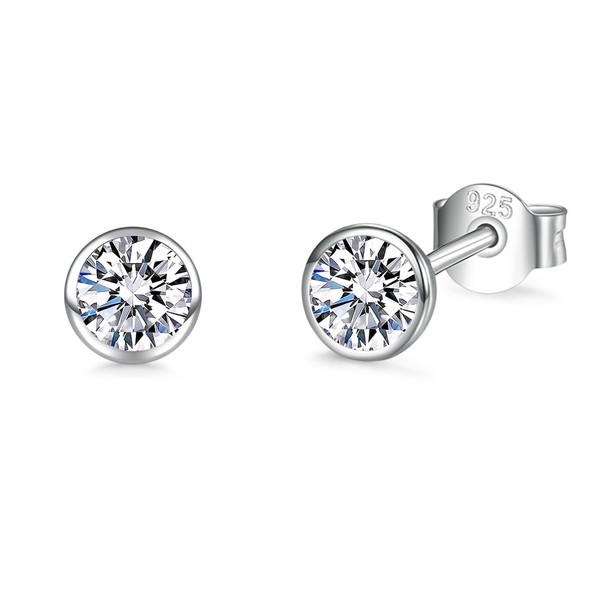 Sterling Silver Stud Earrings for Women Men Girls, 1 Pairs