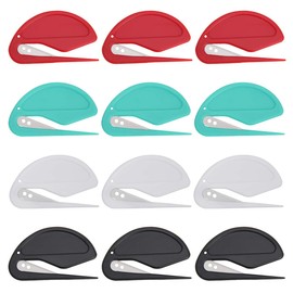 Letter Opener Envelope Slitter CoiTek 12 Pcs Women Letter Opener Slitter for Men 4 Colors Letter Openers with Razor Blade for Envelope Package Safe Mail Opener (12pcs)