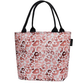 Aosbos Insulated Lunch Bag 10L Leak-Proof Lunch Bags for Women Reusable Lunch Tote Bag Soft Small Cool Bag Lunch Box Thermal Cooler Bag for Ladies Girls Adults Work School Beach Picnic, Pink Leopard