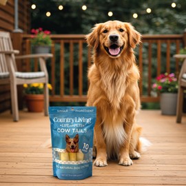 Country Living 5”-7” Cow Tails Dog Chews – 10 Count Bag – All-Natural, Single-Ingredient, Long-Lasting Beef Chews – High-Protein, Grain-Free – Promotes Dental Health