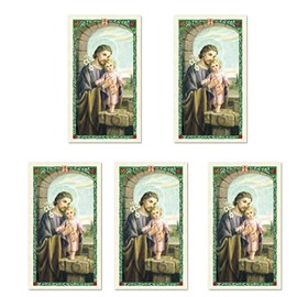 St. Joseph Laminated Catholic Prayer Cards Set of Five