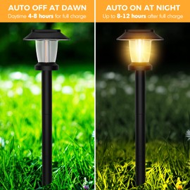 Solar Pathway Lights Outdoor - 10 Pack Solar Powered Garden Lights Waterproof, Decor Landscape Lighting with Three Lighting Modes for Yard, Lawn, Walkway, Driveway, Warm White