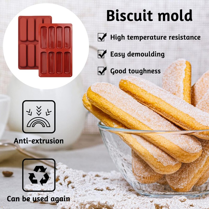 VITAPREP Finger Biscuit Silicone Molds, 2 Pack 8 Cavity Cereal