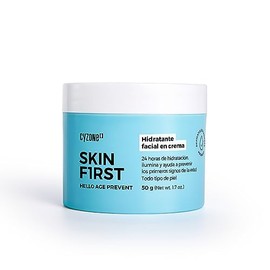 Cyzone Crema Hidratante facial Hello Age Prevent de Skin First con cido, Hialuronico y Niacinamida, 50g