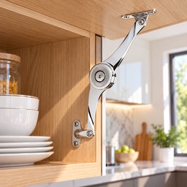 2-Pack Adjustable Hydraulic Lid Support for Lift-Up Cabinets – Random Stop Zinc Alloy Hinge for Kitchen & Furniture Doors
