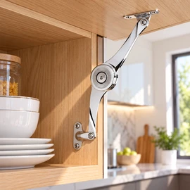 2-Pack Adjustable Hydraulic Lid Support for Lift-Up Cabinets – Random Stop Zinc Alloy Hinge for Kitchen & Furniture Doors