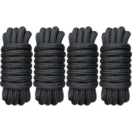 PACTHSD 4 Pack 3/4" x 20' Dock Lines - Marine Grade Nylon Boat Rope with 15" Loop for Docking and Mooring - Double Braided Boat Lines, High Strength, Easy Handling, Fray Resistant, Heavy Duty - Black