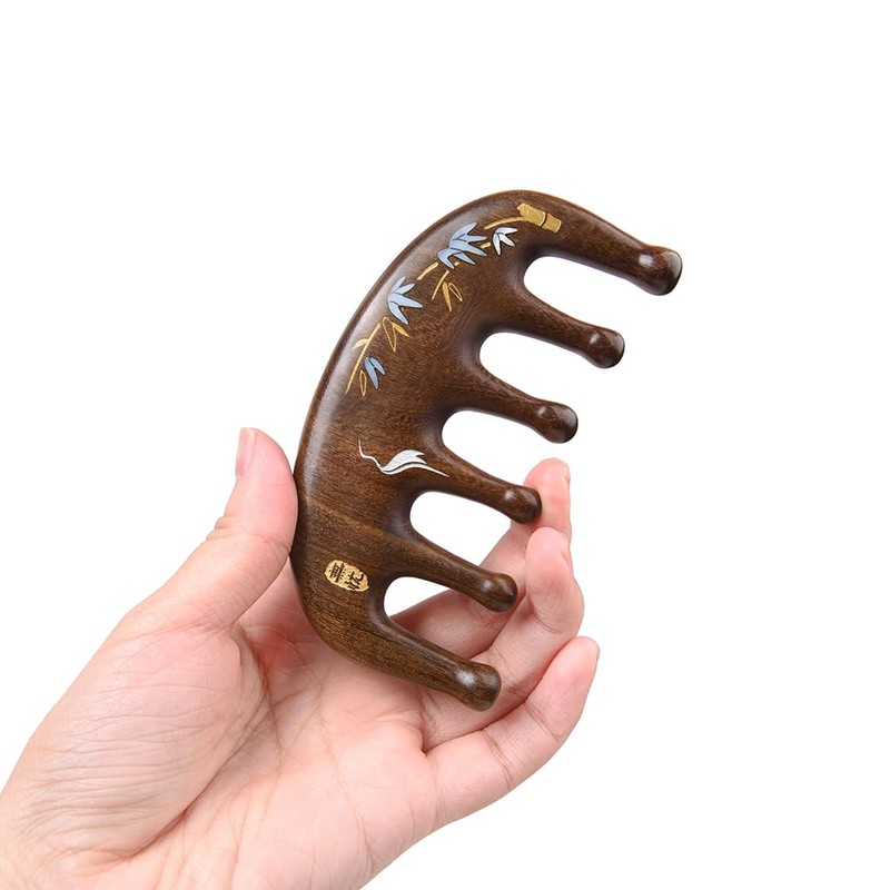 TAN MUJIANG Palm-Sized Wood Comb Worry-free | Bamboo & Crane
