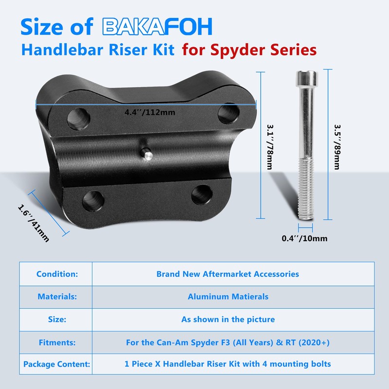 BAKAFOH Aluminum 1 1/4" Rise Handlebar Riser Kit For Can