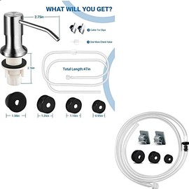 Kitchen Hack Under Sink Dish Soap Dispenser with 47" Tube Hose and Check Valve for Prevent Backflow - Home Goods, White:_Tube Kit with Upgraded pump head (Silver) 